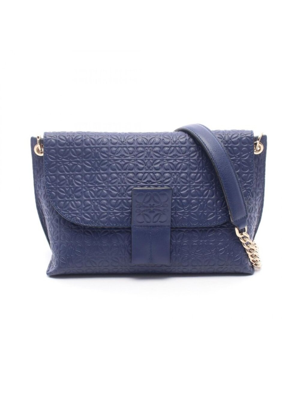 Loewe Shoulder Bag Avenue Repeat Anagram Navy Leather